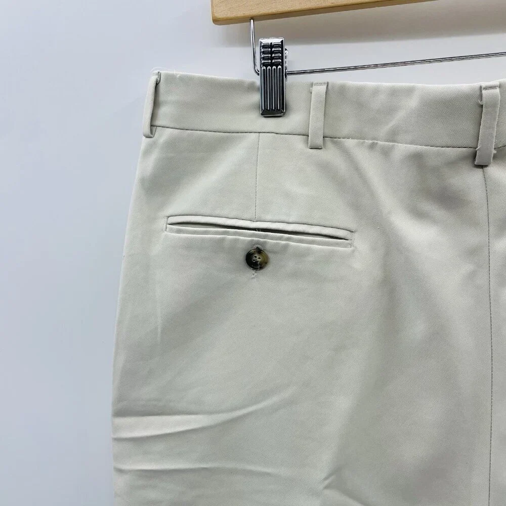 Berle Mens Size 36 Soft Microfiber Pleated Front Dress Shorts in Khaki Beige $90